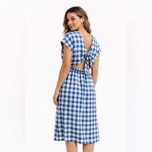 Blue and White Checkered Dress